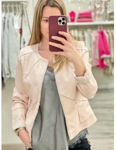 Cazadora polipiel rosa...